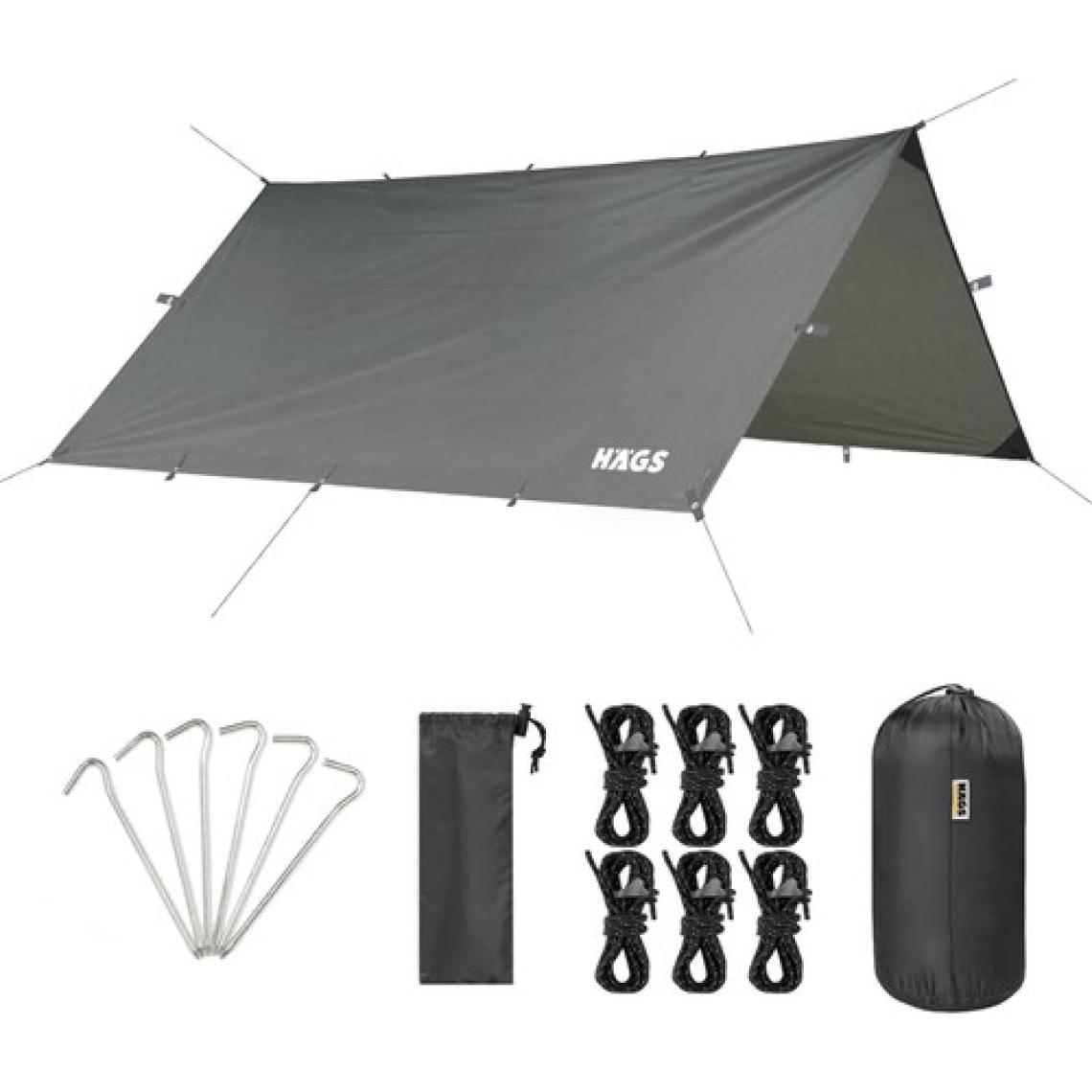 Haegs Tarp Gölgelik Tente, Taşınabilir Örtü Branda Outdoor Açık Hava Kamp Çadır Üstü 300X400 Cm- Gri