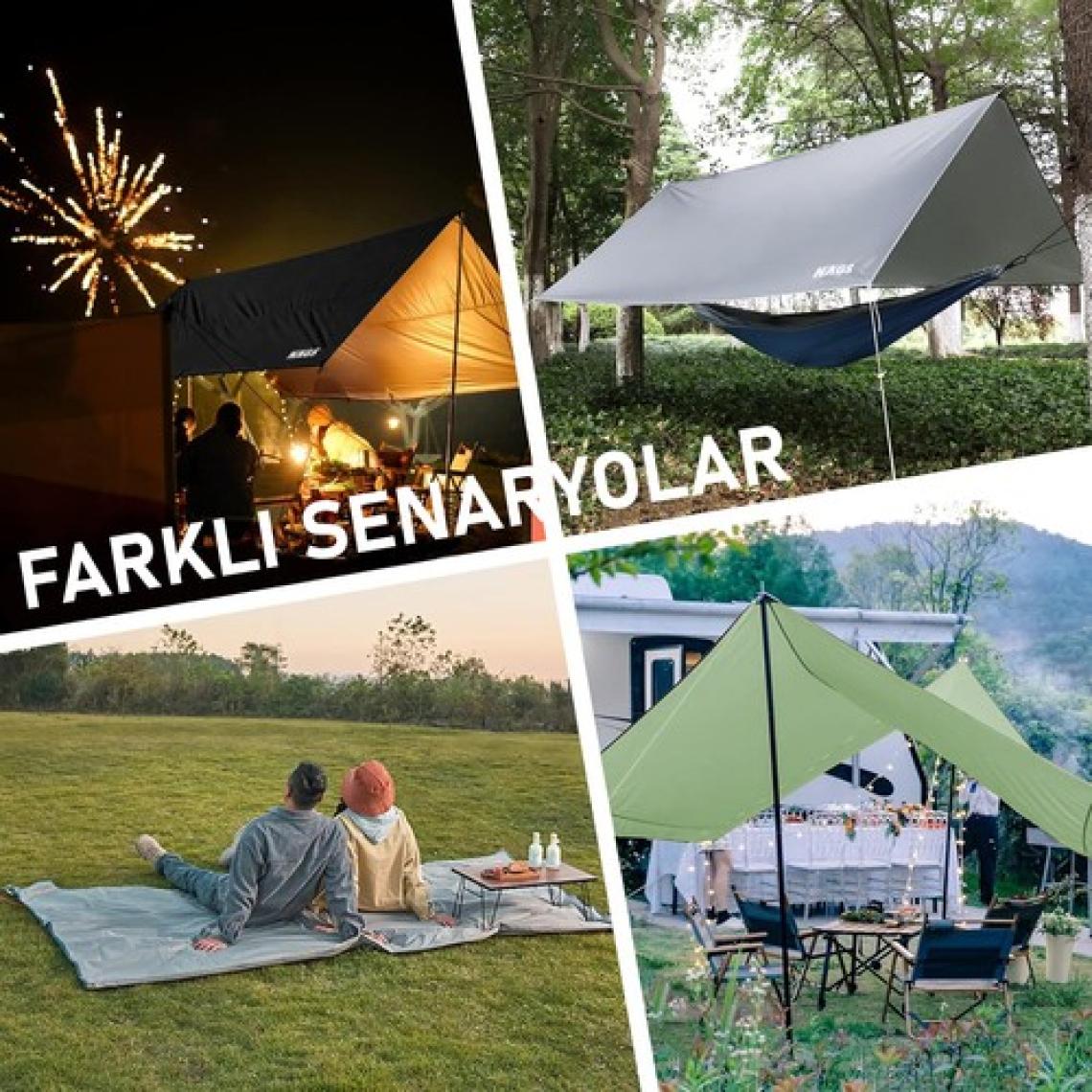Haegs Su Geçirmez Tarp Tente Gölgelik Örtü, 4 Mevsim Buschraft Barınak Yağmurluk, 300X300 cm Siyah