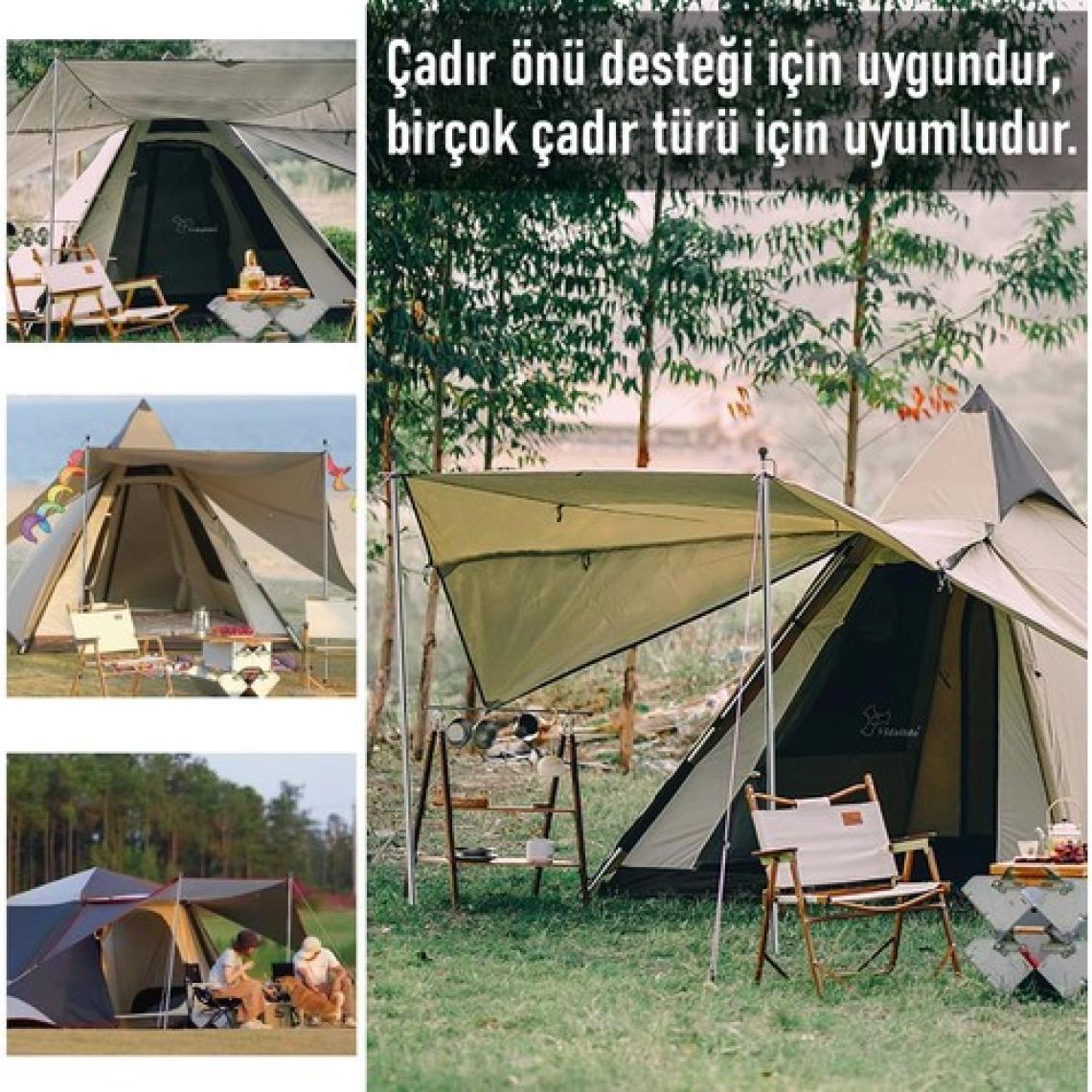 Haegs Tarp Kamp Direkleri, 2`li Set Teleskopik Alüminyum Tente Çadır Gölgelik Branda Direkleri, Çadır Direği, Kamp Çubukları, Gölgelik Çubukları, Gümüş