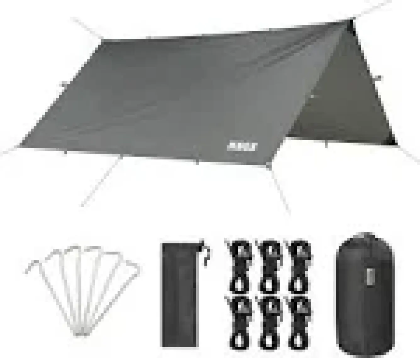 Haegs Tarp Gölgelik Tente, Taşınabilir Hafif Branda Kamp Çadırı Brandası Seyahat 300X300 Cm- Gri