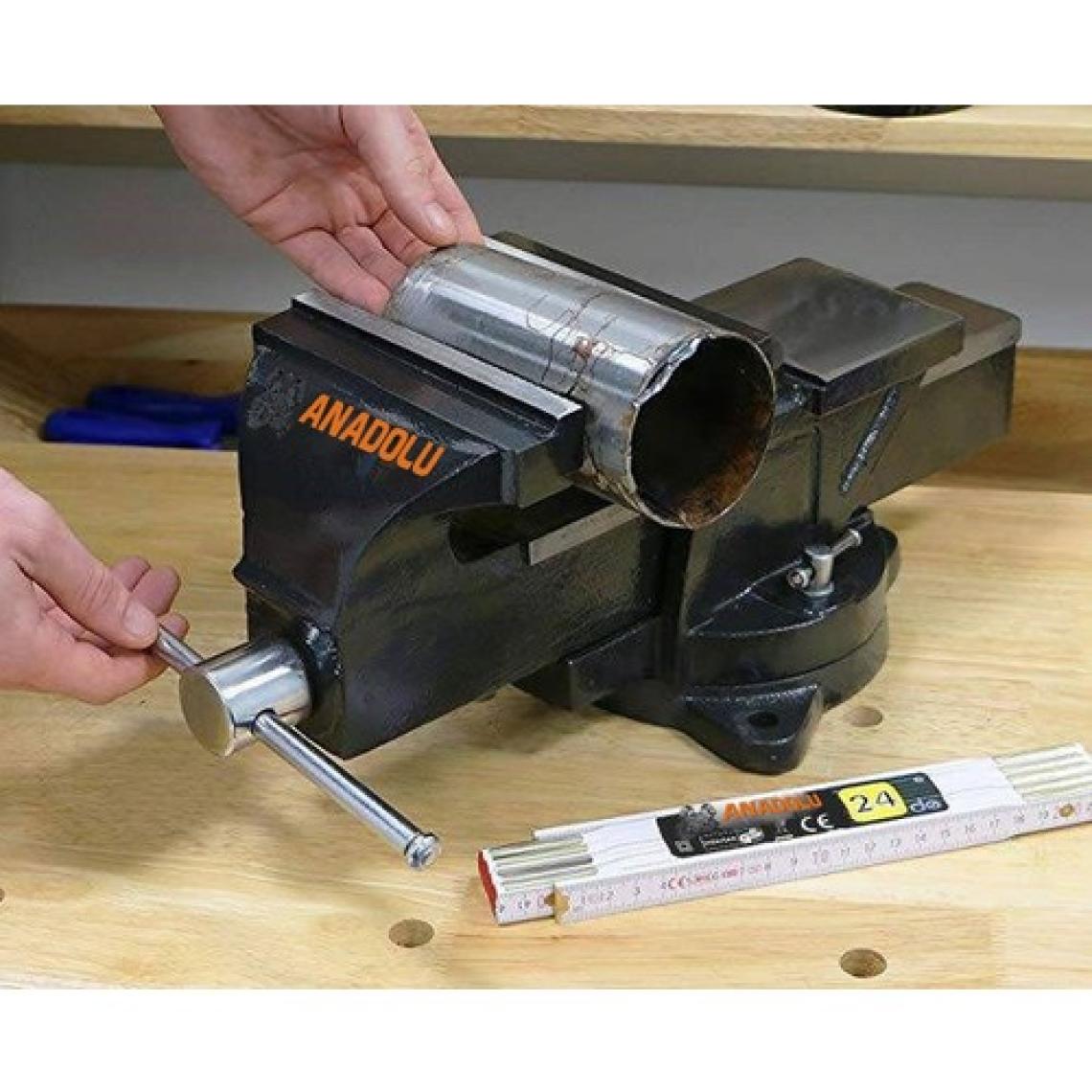 Anadolu Strong Büyük Boy 150MM 6" 360" Dönerli Taban Dövme Çelik Sabit Tezgah Masa Mengenesi