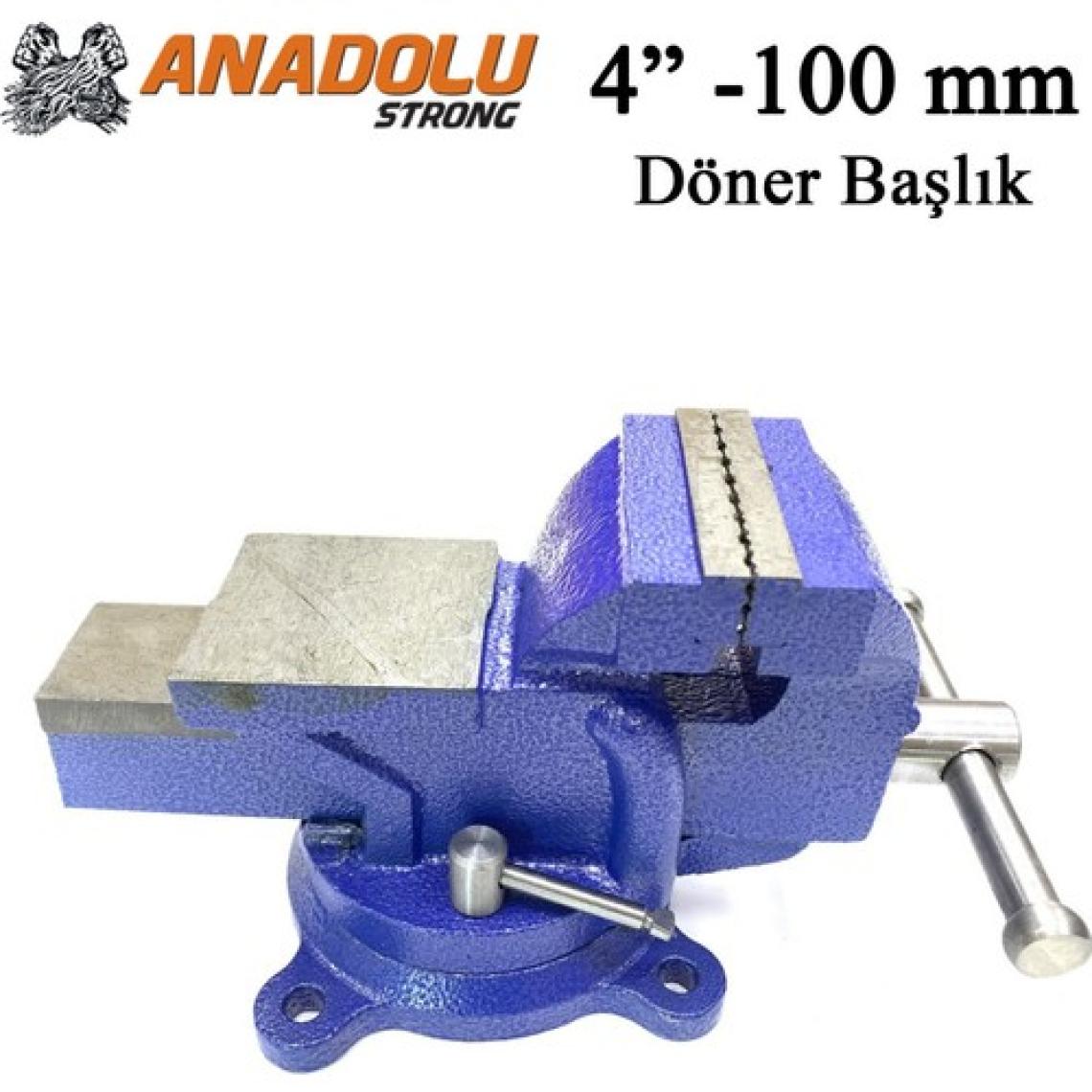 Anadolu Strong Büyük Boy 100MM 4" 360" Dönerli Taban Dövme Çelik Sabit Tezgah Masa Mengenesi