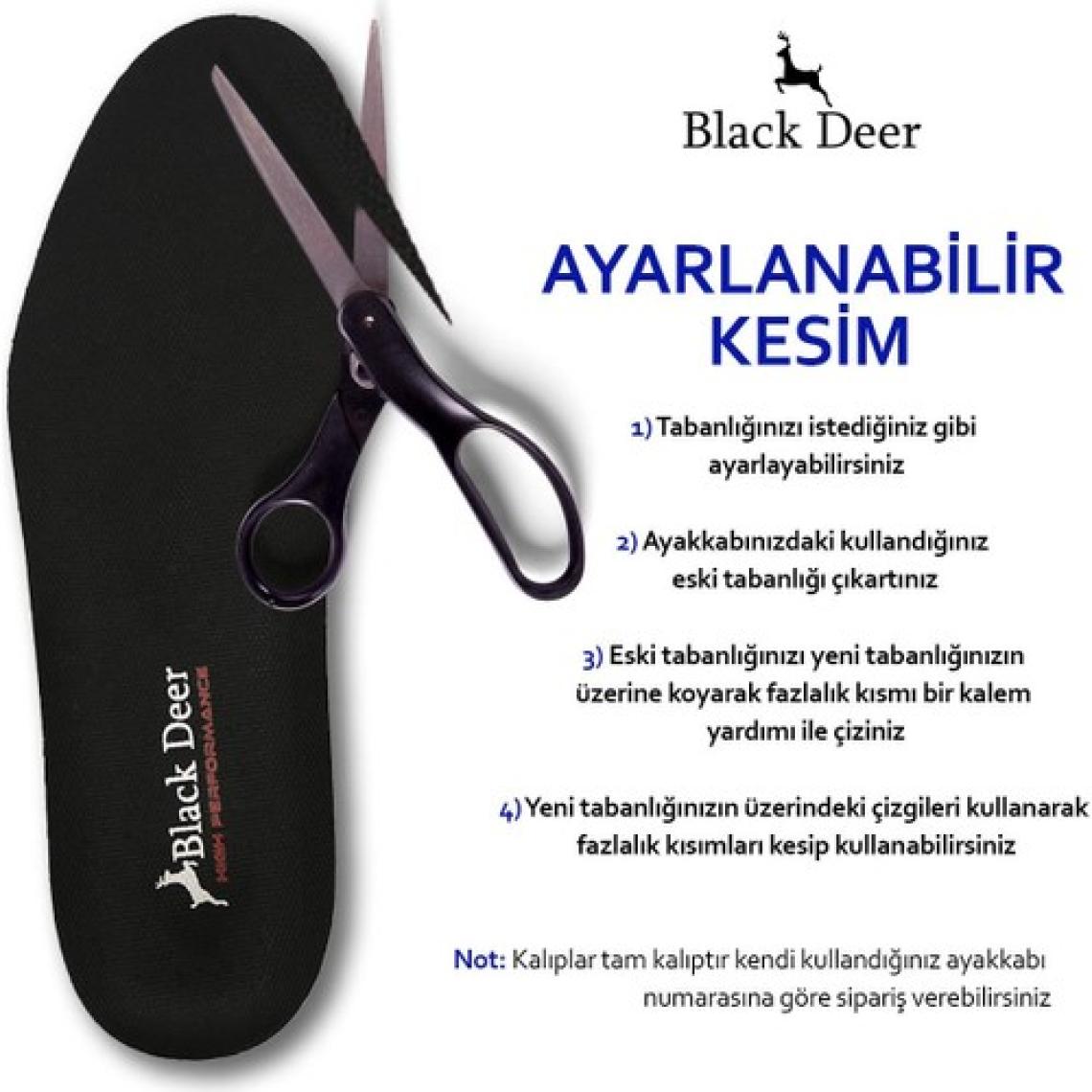 Black Deer Memory Live Yumuşak Ortopedik Tabanlık,Rahat Tabanlık,Konforlu Taban,Spor Tabanlık,Erkek,Kadın, SİYAH