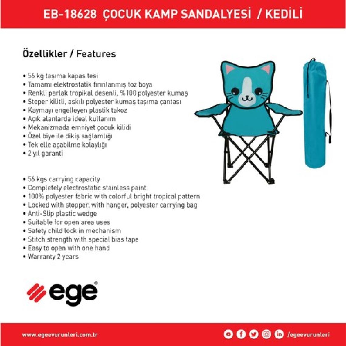 Ege Kedili Katlanabilir Çocuk Kamp Sandalyesi - Çocuk Rejisör Sandalye