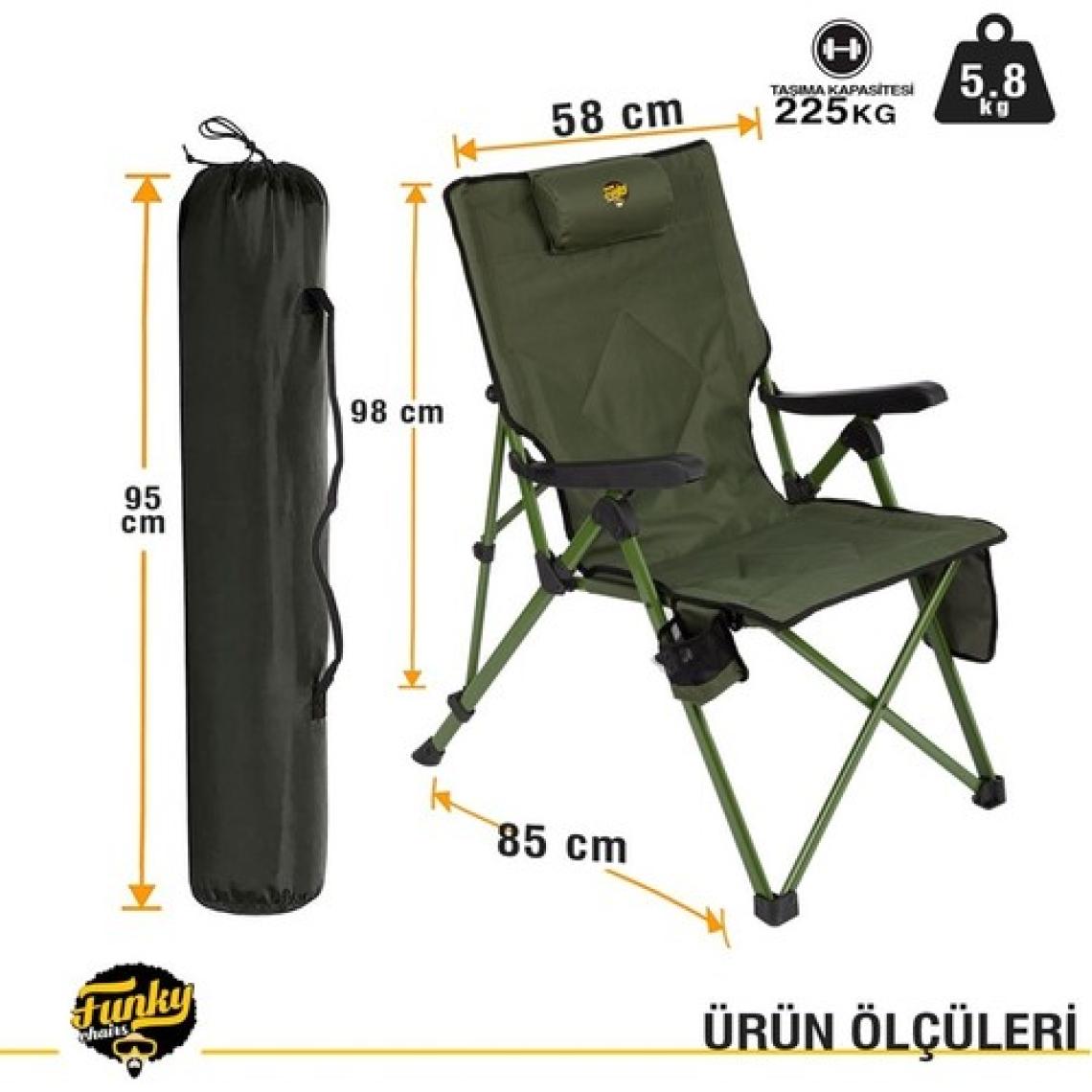 Funky Chaırs Comfort 3 Kademeli Katlanabilir Kamp Sandalyesi