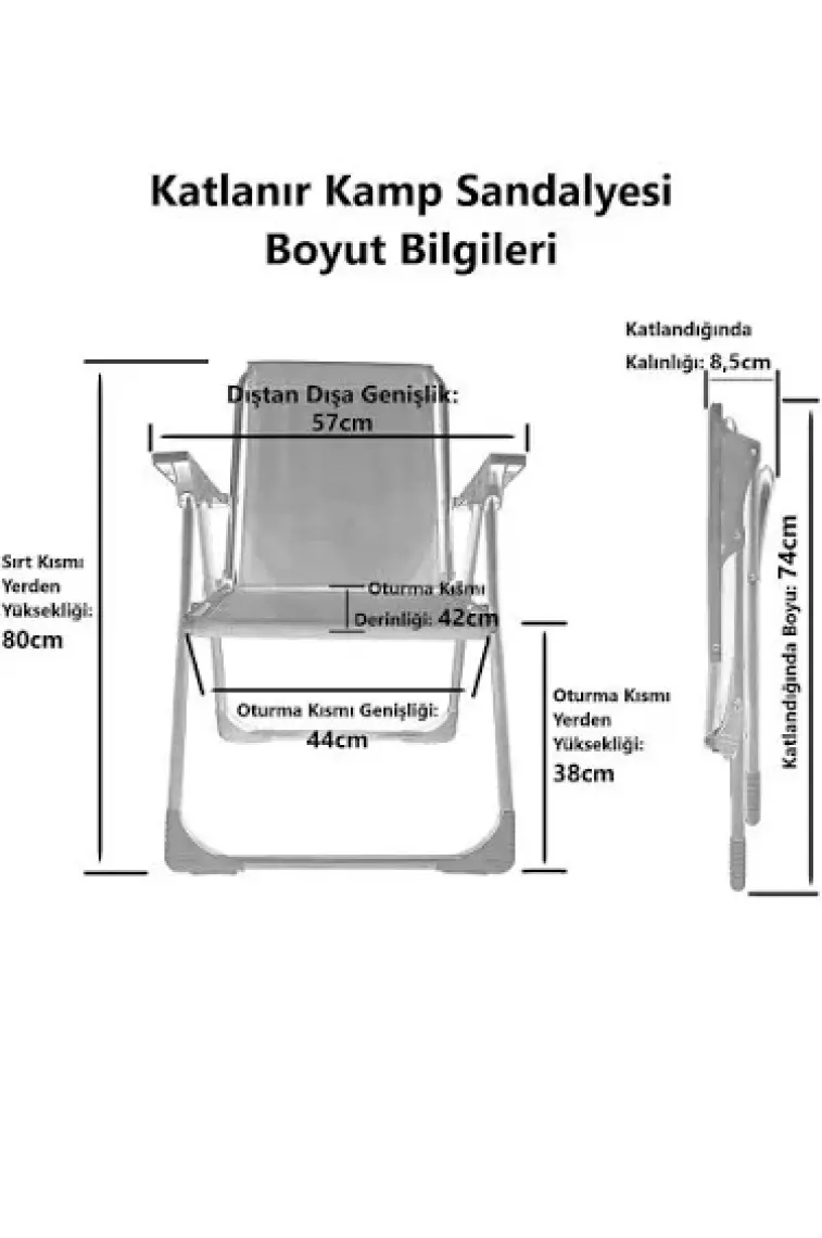 Moniev Kamp Sandalyesi Katlanır Piknik Sandalye Dikdörtgen Bardaklıklı Mavi