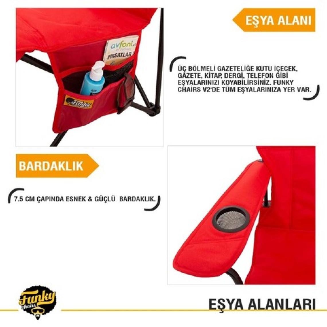 Funky Chairs V2 Kırmızı Lüks Kamp Sandalyesi XL