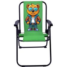 Exent Gözlüklü Maskot Ayı 2-6 Yaş Lüx Çocuk Piknik Sandalyesi-Mini Kamp Sandalyesi-Yeşil