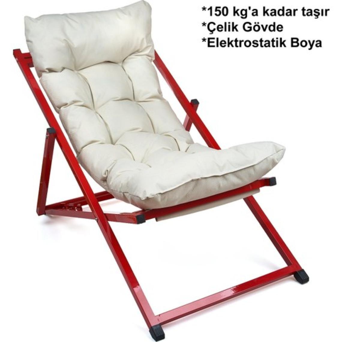 Hastunç Hastunç Minderli - Zora Şezlong Seti Bahçe&balkon&teras&plaj Katlanır Ikili Set - 2 Şezlong 1 Sehpa