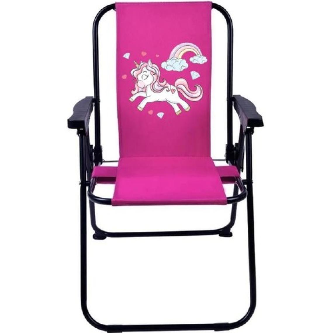 Exent Rainbow Unicorn 2-6 Yaş Lüx Çocuk Piknik Sandalyesi-Mini Kamp Sandalyesi-Pembe