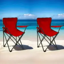 Simple Living 2'li Piknik ve Kamp Sandalyesi - Kırmızı