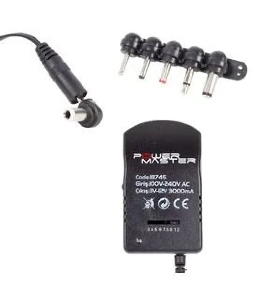 Powermaster 3 V - 12 V 3 Amper Çok Uçlu Ayarlı Kademeli Adaptör