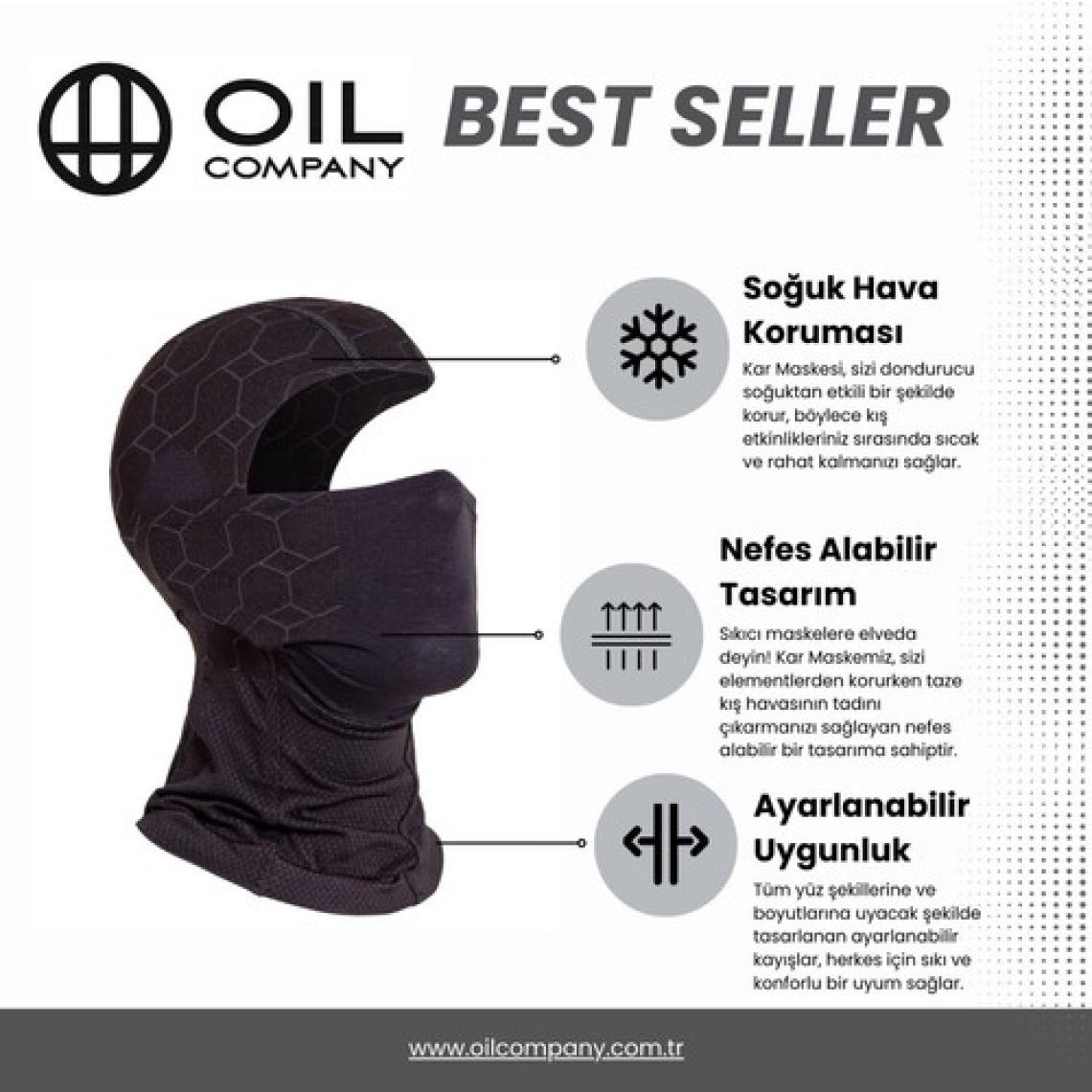 Oil Company Siyah Balaklava Termal Kar Maskesi Unisex