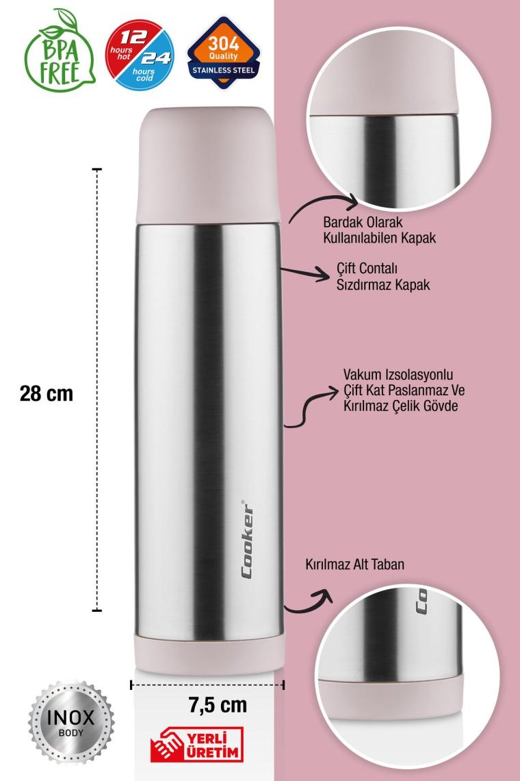 Cooker CKR-2002 Pembe 750 ml Çelik Termos