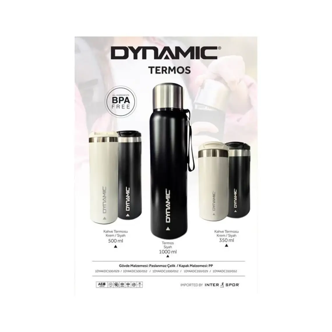 Paslanmaz Çelik Termos Siyah/krem 500ML