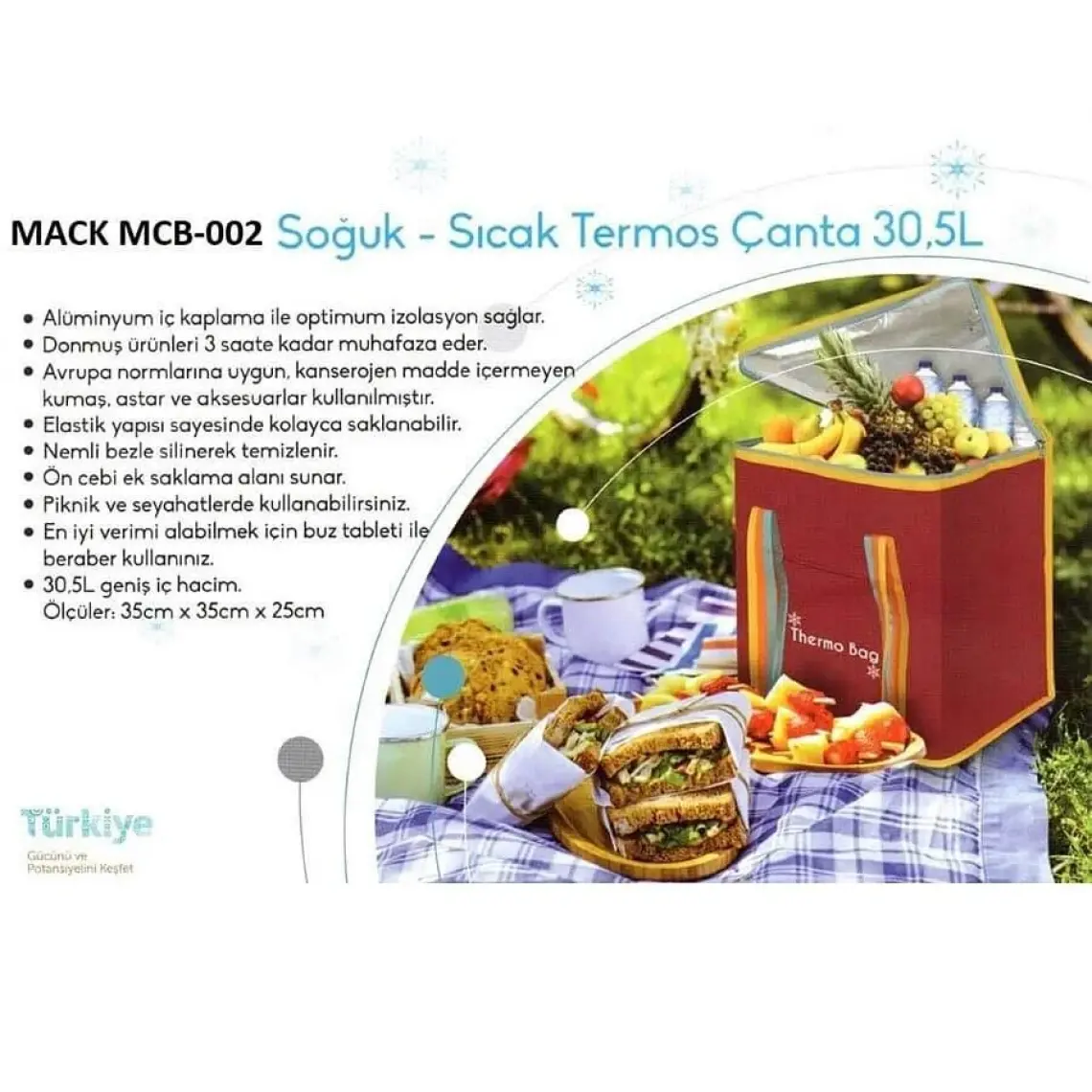 Mack MCB-002 Termos Sıcak/soğuk Çanta Kırmızı 30.5 Litre