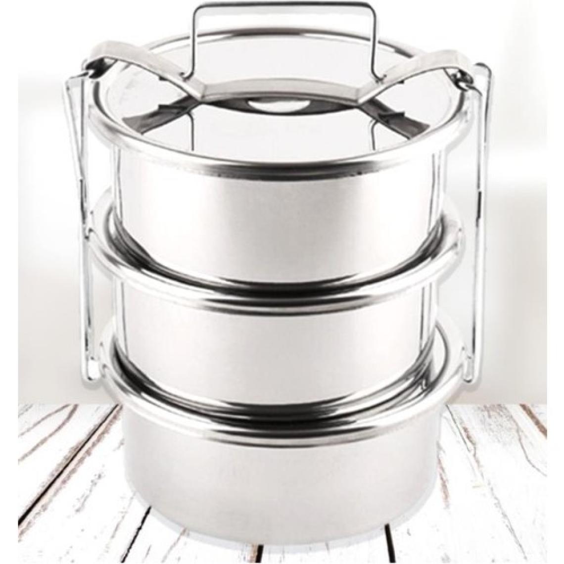 abnturk Paslanmaz Çelik 15X6CM 3 Kaplı Isıtılabilir Sefer Tası 3-4 Kişilik Yemek Taşıma Kabı 2.2 Lt 750ML X3