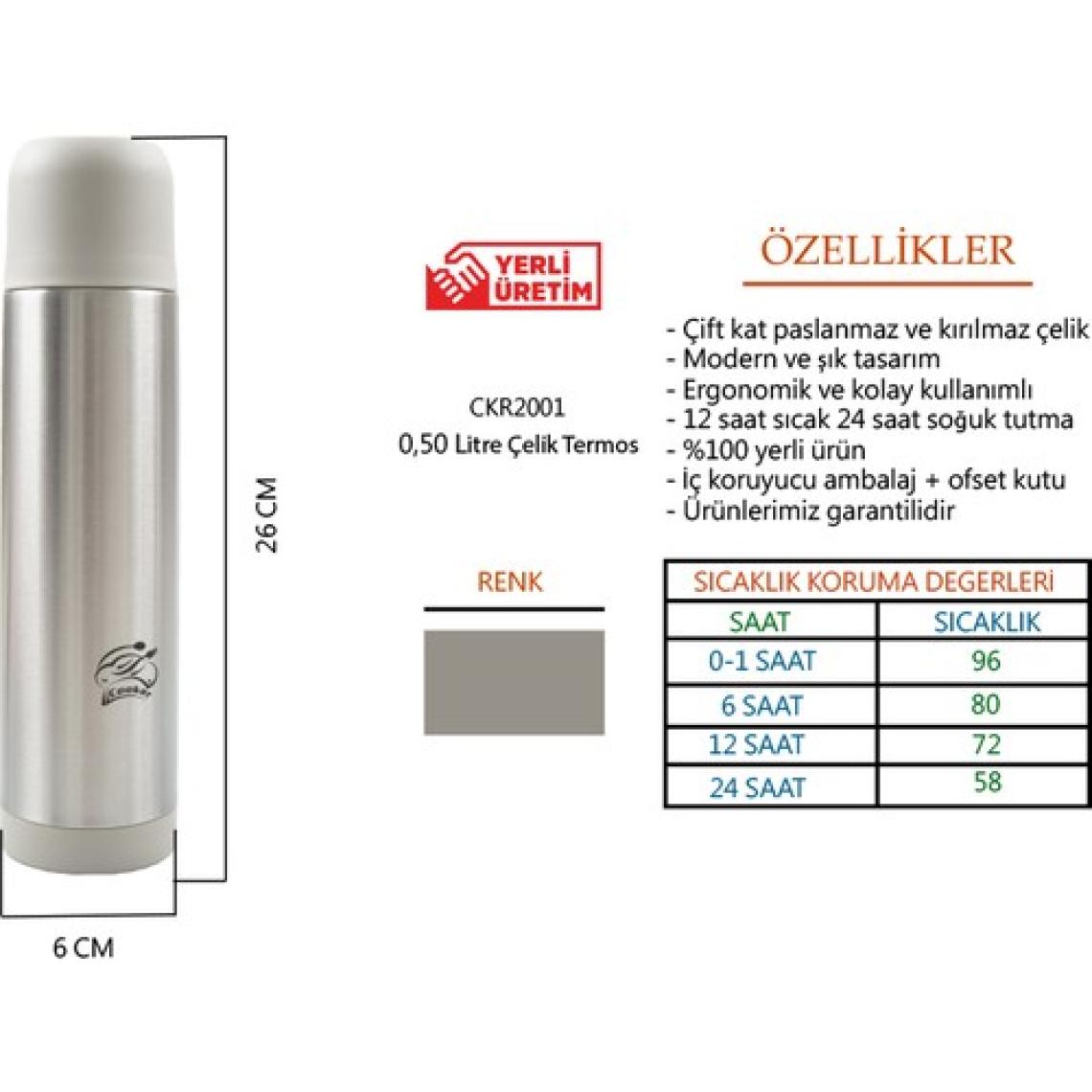 Cooker Çift Kat Paslanmaz Çelik Termos 500 ml - CKR2001