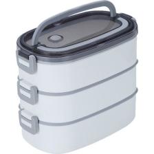 304 Çelik Beyaz Üç 2200 ml Katlı Yemek Mama Saklama Kabı Sefertası CIN606BY