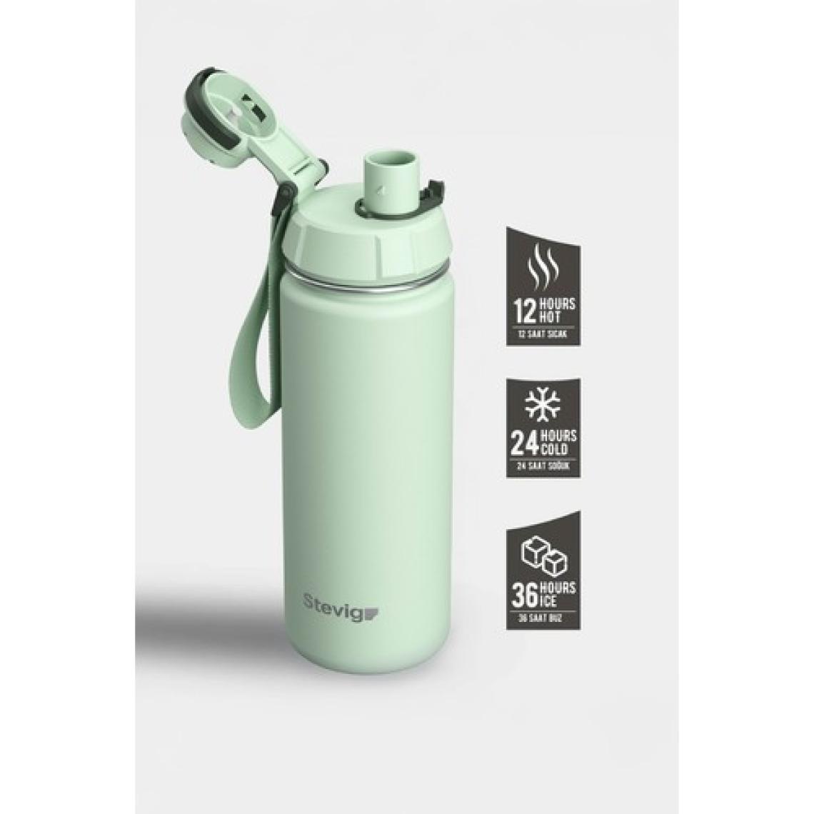 Stevig 1 Hand Leak-Proof Sızdırmaz Çelik Termos 500 Ml Smoke Green St-221