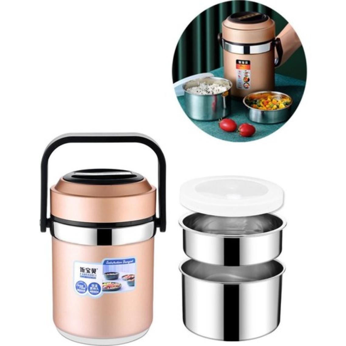 304 Çelik 2000 ml Vakumlu Yemek Mama Saklama Termosu Sefertası CIN598GLD