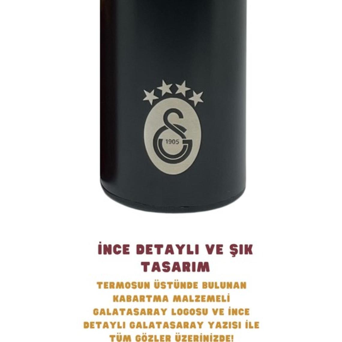 Galatasaray 500ML Lisanslı Çift Katlı Paslanmaz Çelik Termos 8 Saat Sıcak Soğuk Hediye Kutulu Siyah