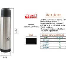 Cooker Paslanmaz Çelik Termos 500 ml / 12 Saat Sıcak – 24 Saat Soğuk