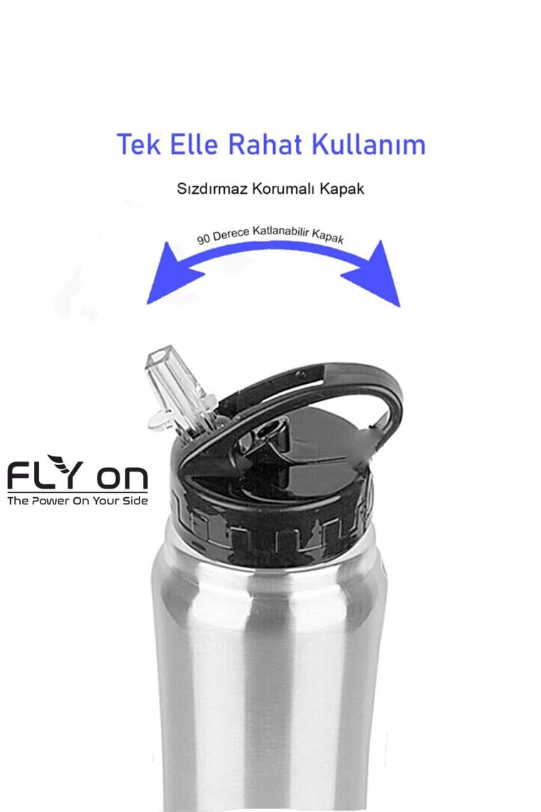 Pipetli Çift Katmanlı Hem Sıcak Hem Soğuk Muhafazalı Termos Sportif Emzikli Matara Suluk 500 ml