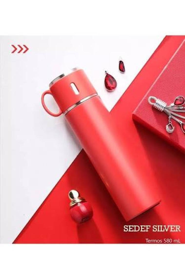 Sedef Silver Çelik Termos Bardak 580 ml Bardaklı Thermos Mug Kupa Araç Termos Coffee Cup SDF526 Tea Cups