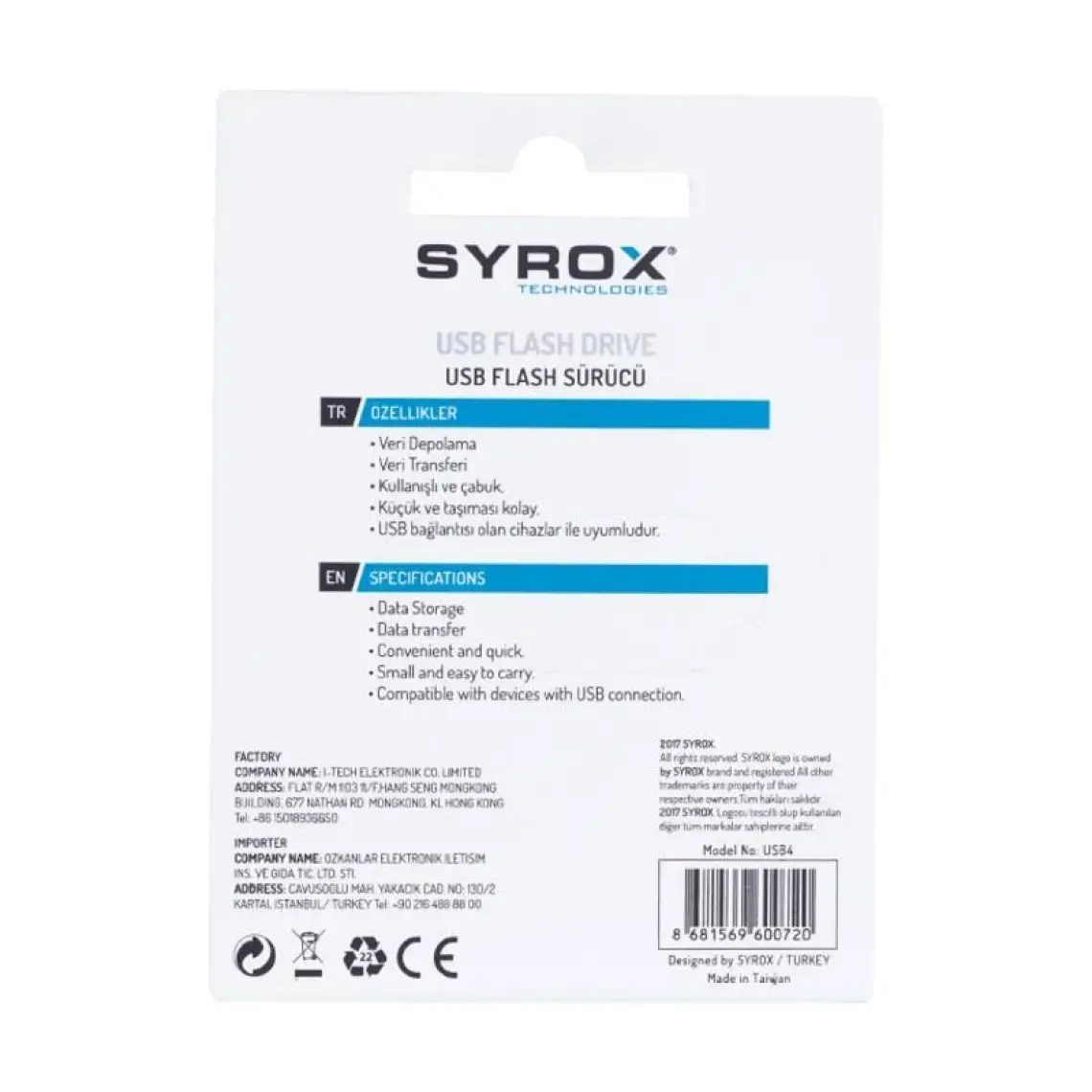 Syrox 4Gb Metal Usb Bellek