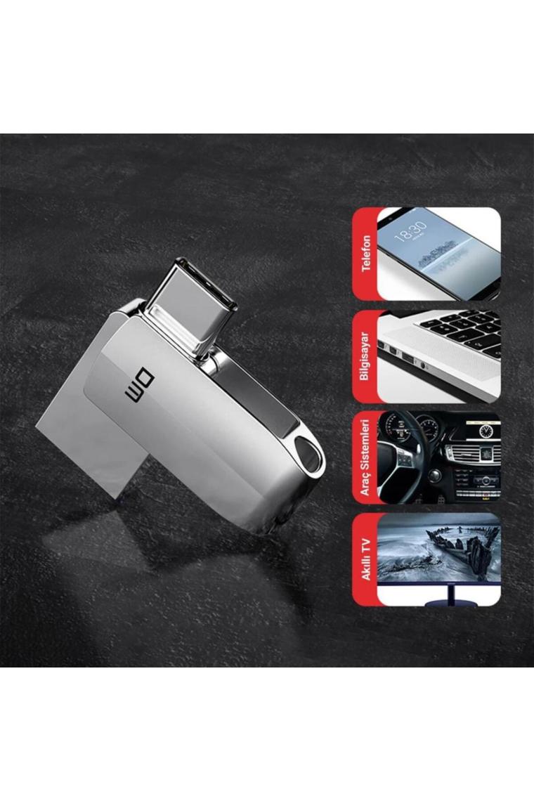 Dm PD162 Metal Type-C Usb3.0 Otg Flash Bellek 128GB