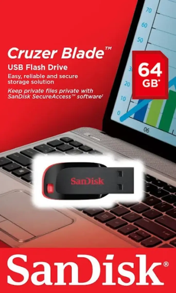 Sandisk SDCZ50-064G-B35 64GB Cruzer Blade 2.0 USB Flash Bellek