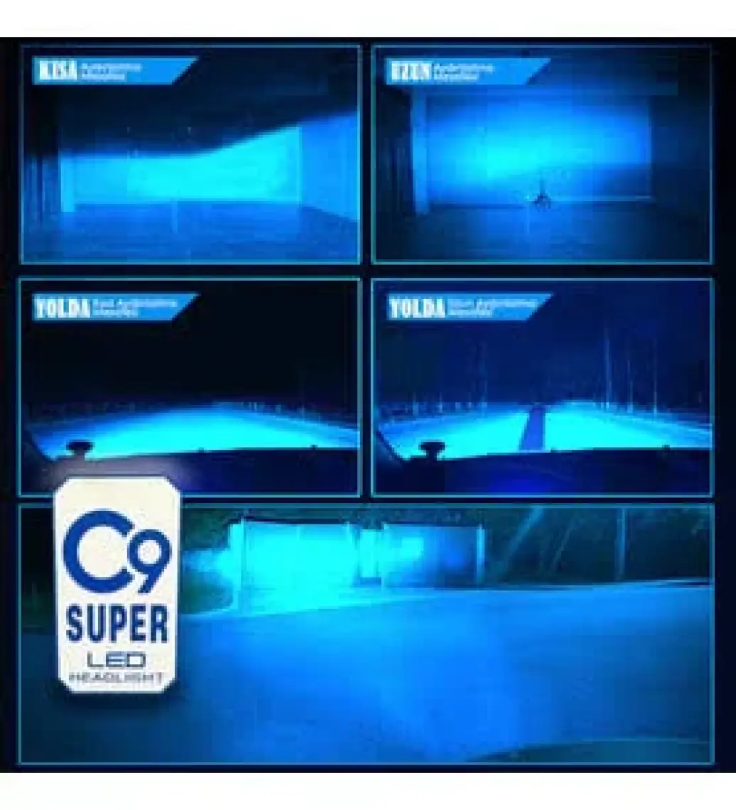 C9 Ultra Buz Mavi LED Xenon Soğutuculu Far Ampulü 9400 Lümen 10000K 9006