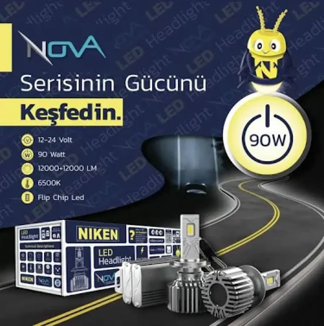 Niken Nova Serisi Xenon H11 90W 24.000 Lümen