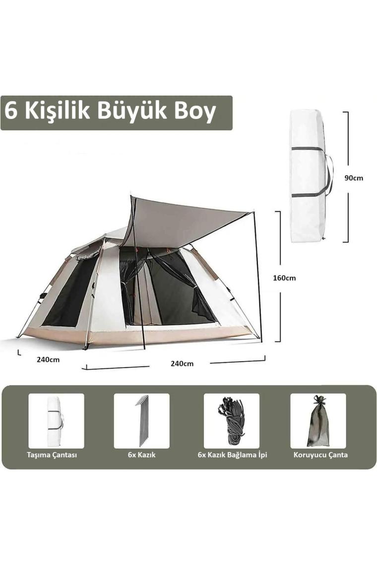 Valkyrie 6 Kişilik Tenteli Kamp Çadırı Tam Otomatik 240X240X160CM Kolay Kurulum