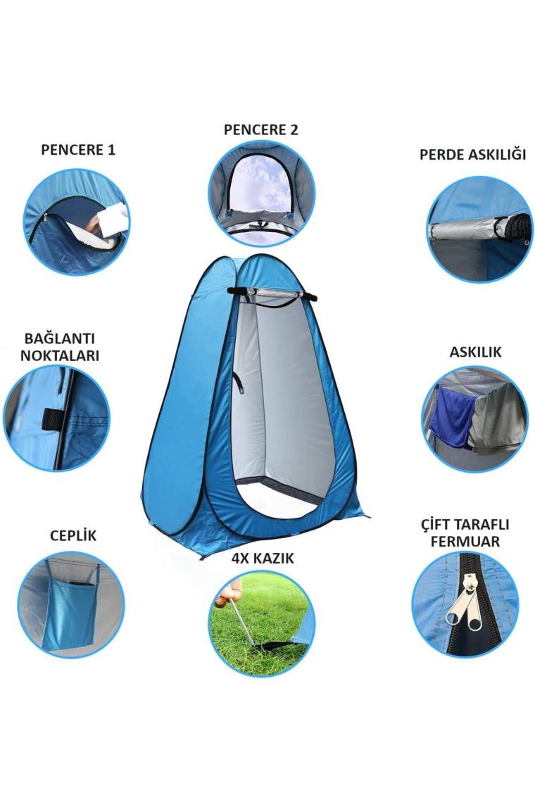 Valkyrie Kamp Outdoor Wc Duş Giyinme Çadırı Iç Astarlı 190X120X120 Fotoğraf Prova Kabini Mavi
