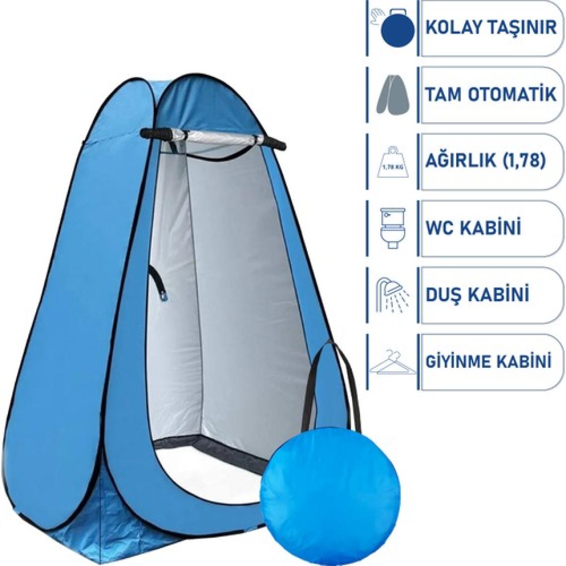 Black Island Otomatik Kamp Çadırı -Kabin Çadır - Duş / Giyinme / Kamp Tuvalet Çadırı - 120X120X190 Mavi