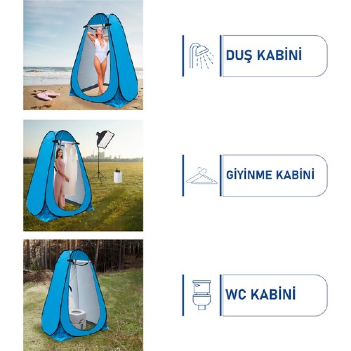 Black Island Otomatik Kamp Çadırı -Kabin Çadır - Duş / Giyinme / Kamp Tuvalet Çadırı - 120X120X190 Mavi