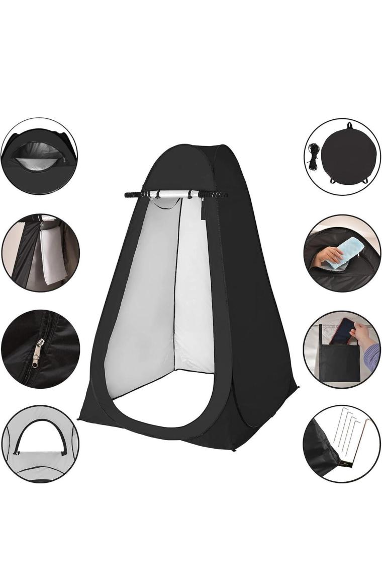 Valkyrie Kamp Outdoor Wc Duş Giyinme Çadırı Iç Astarlı 190X120X120 Fotoğraf Prova Kabini Siyah