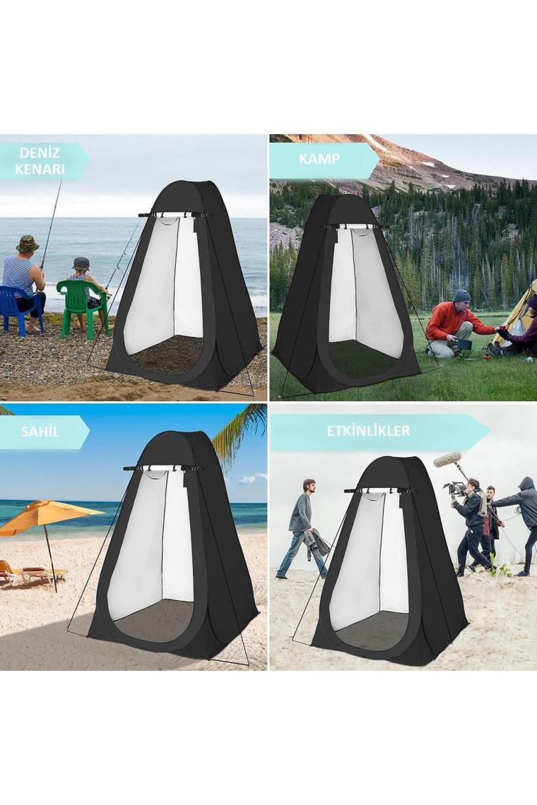 Valkyrie Kamp Outdoor Wc Duş Giyinme Çadırı Iç Astarlı 190X120X120 Fotoğraf Prova Kabini Siyah