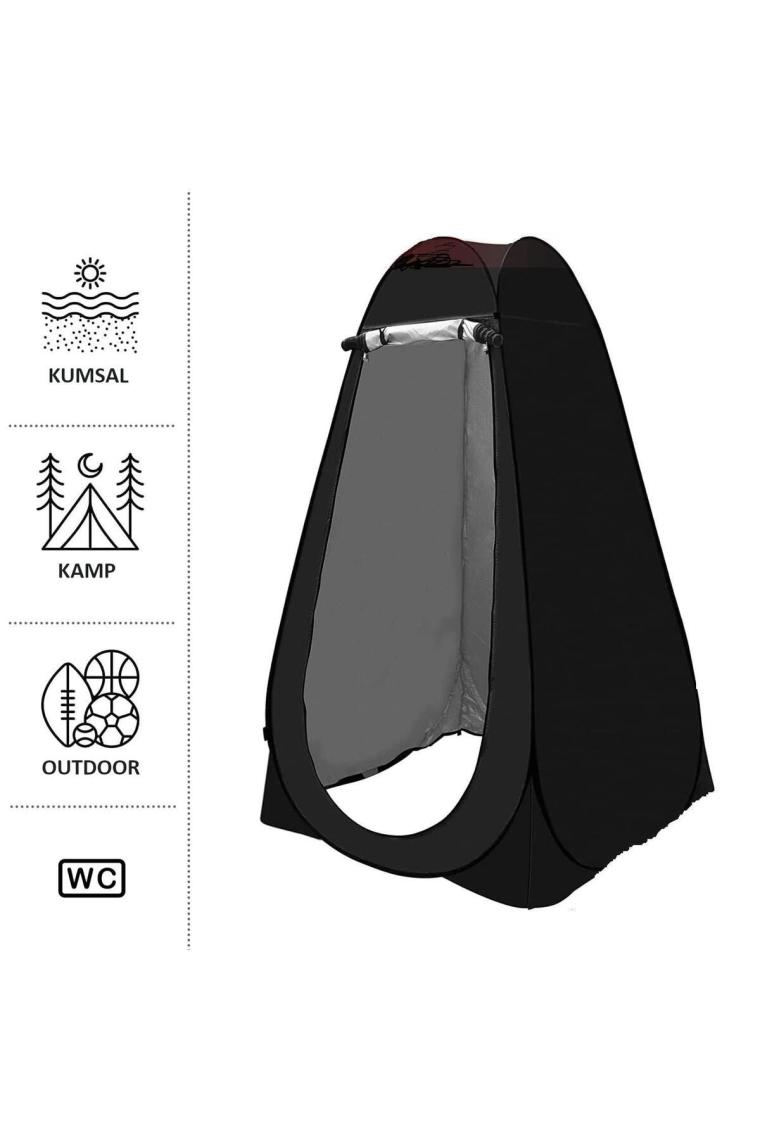 Valkyrie Kamp Outdoor Wc Duş Giyinme Çadırı Iç Astarlı 190X120X120 Fotoğraf Prova Kabini Siyah