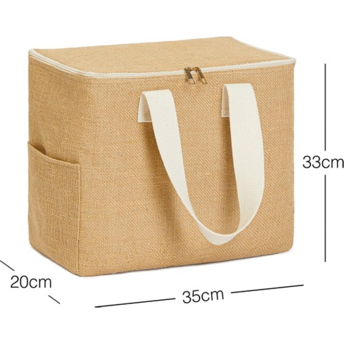 Ocean Home Textile Büyük Boy Jüt Buzluk Termal Piknik Kamp Seyahat Plaj Soğuk Tutan Çanta 35x20x33 cm