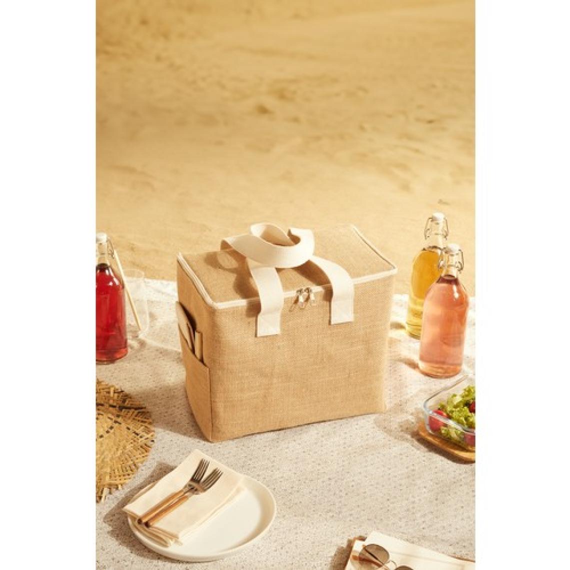 Ocean Home Textile Büyük Boy Jüt Buzluk Termal Piknik Kamp Seyahat Plaj Soğuk Tutan Çanta 35x20x33 cm