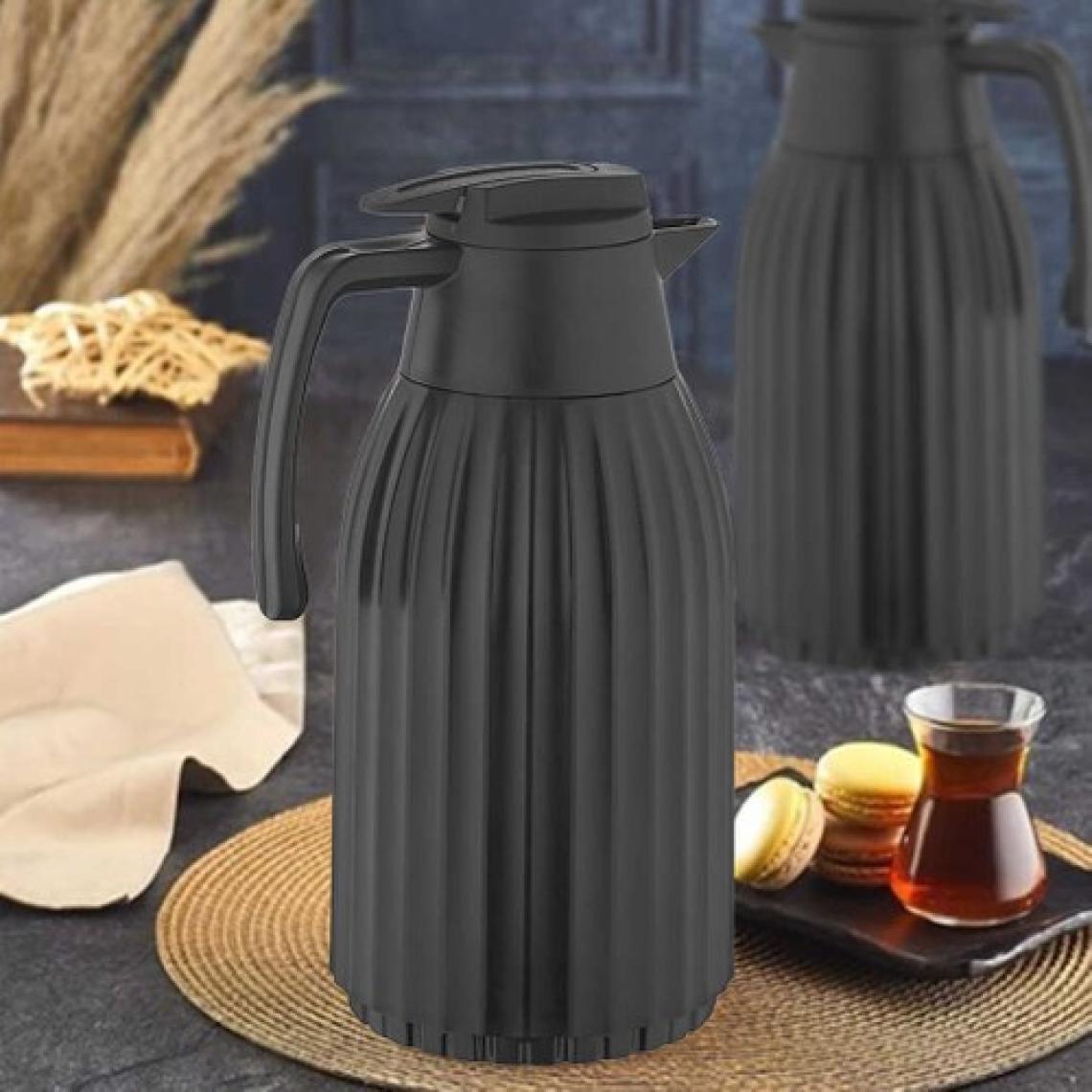 Penguen PNG-7004 1,5 Lt Oluklu Cam Termos Siyah