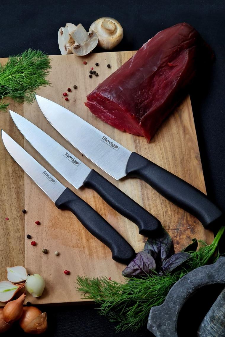 Cut 4 Chef's Kitchen Şef Ve Sebze Bıçak Seti 17,5 Cm 15 Cm Ve 12,5 Cm