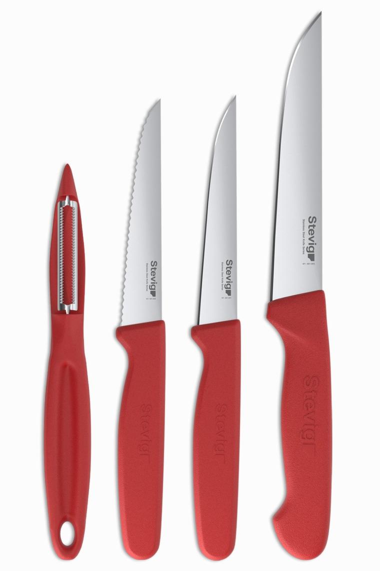 Cut 4 Fresh Sebze Soyacak Ve Bıçak Seti 4 Parça Kırmızı St-402