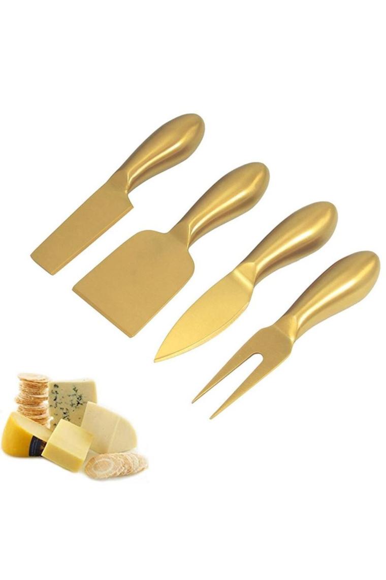 Çelik 4 Parça Gold Peynir Bıçağı Seti Peynir Dilimleyici Cin620sr