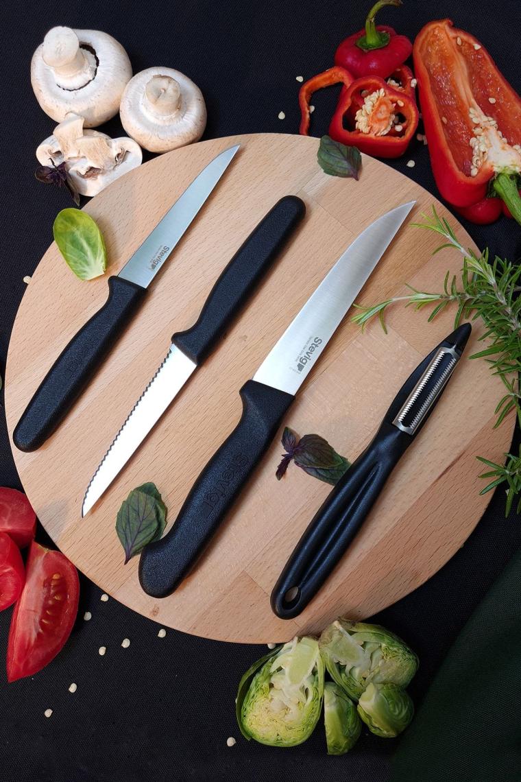 Cut 4 Fresh Sebze Soyacak Ve Bıçak Seti 4 Parça Siyah St-401