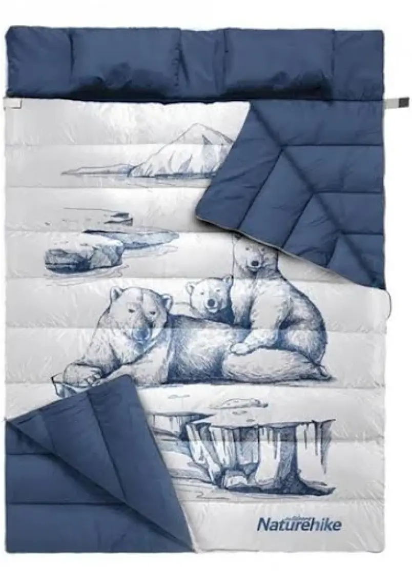 Naturehike Zarf Tarzı Yastıklı Çift Kişilik Pamuklu Uyku Tulumu Comfort (Polar Bear)