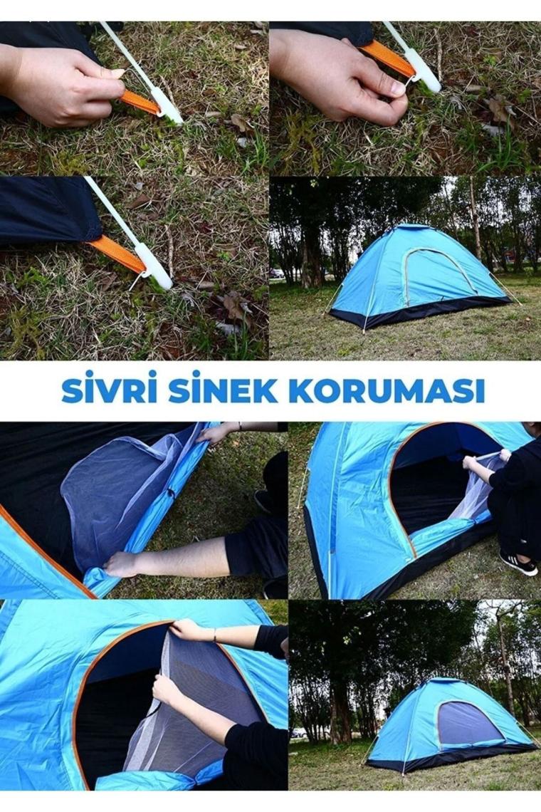 Kolay Kurulumlu Taşınır Su Geçirmez Sineklikli Pratik Kamp Çadırı 6 Kişilik (220X250X150)